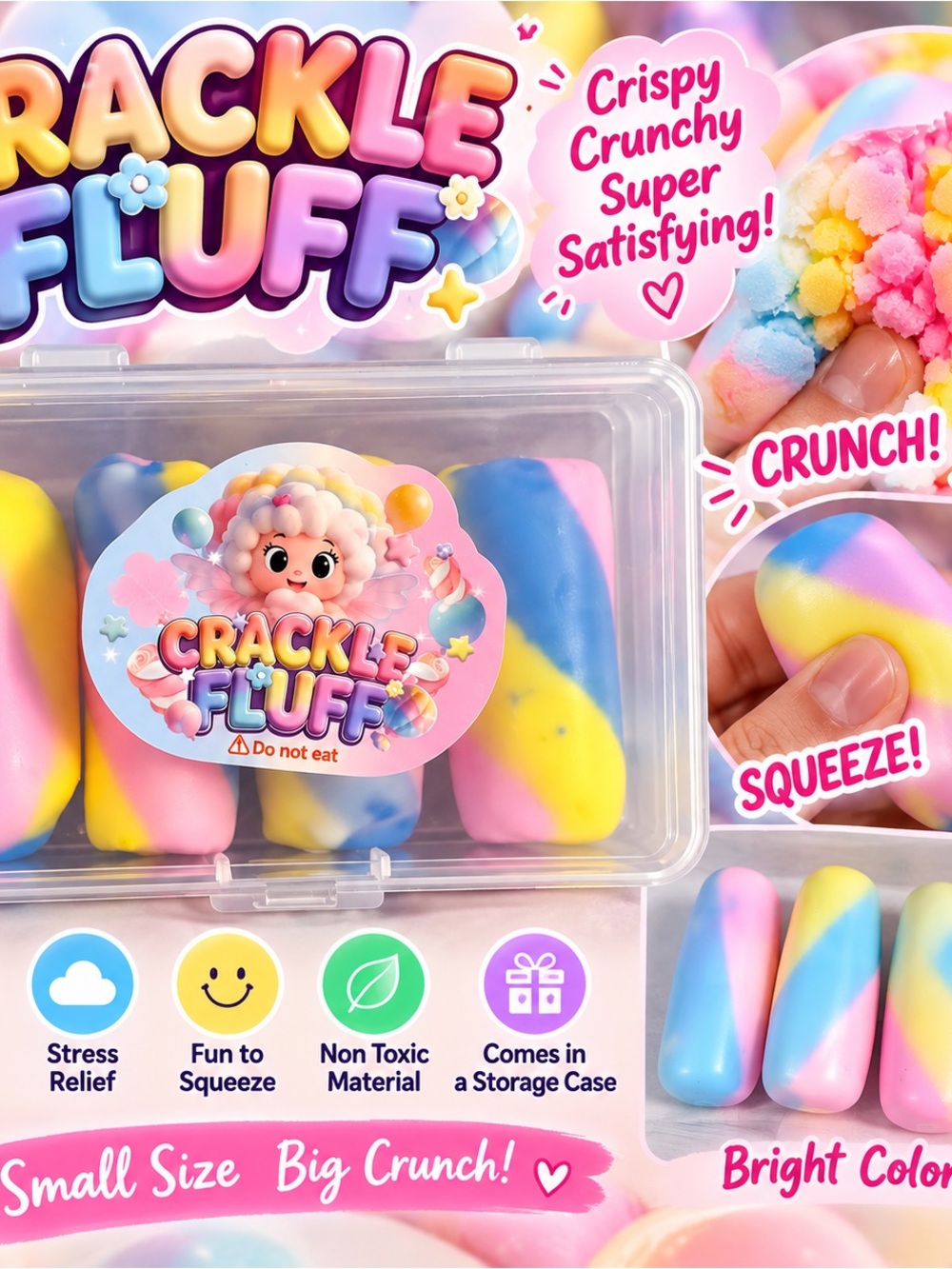 Kids Sensory Squeeze Toy - Pastel Pink, Blue & Yellow